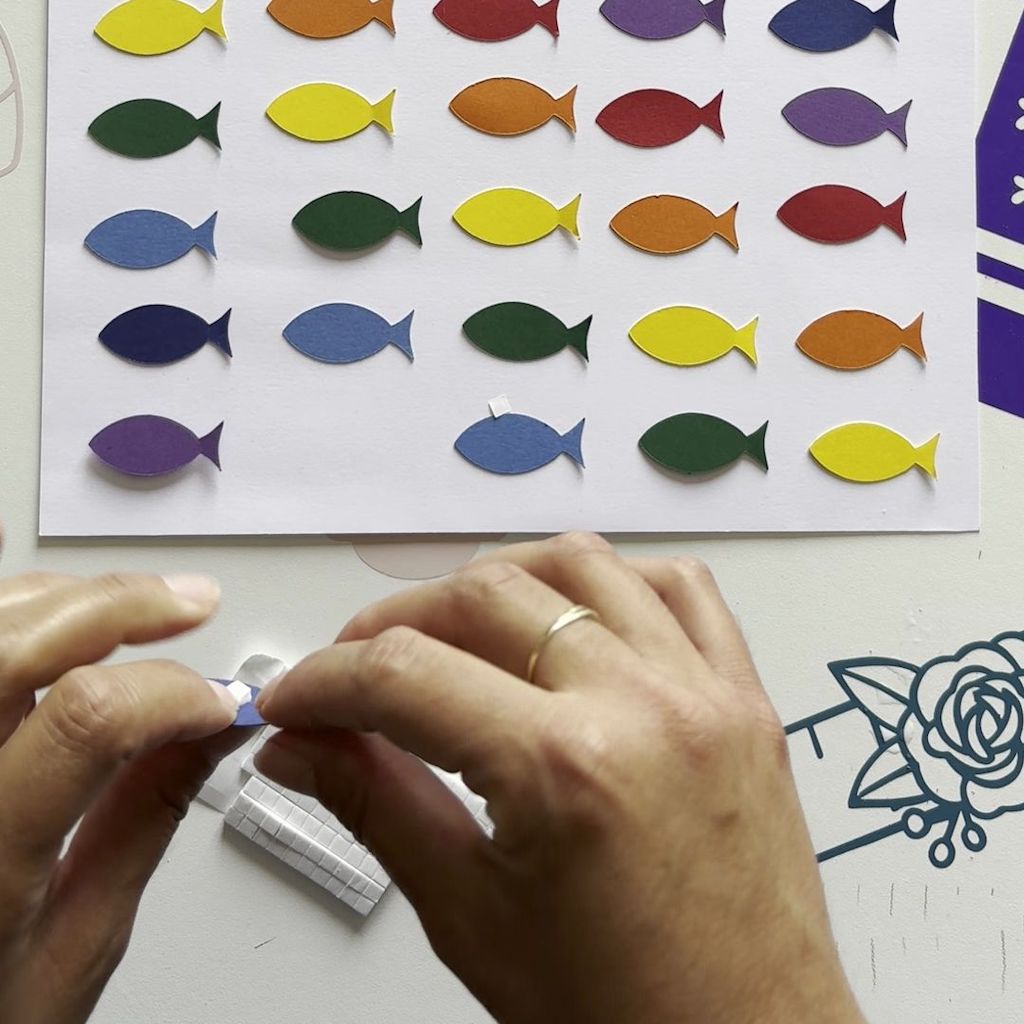 Etape 2 du tuo pour réaliser un poster avec des poissons multicolores