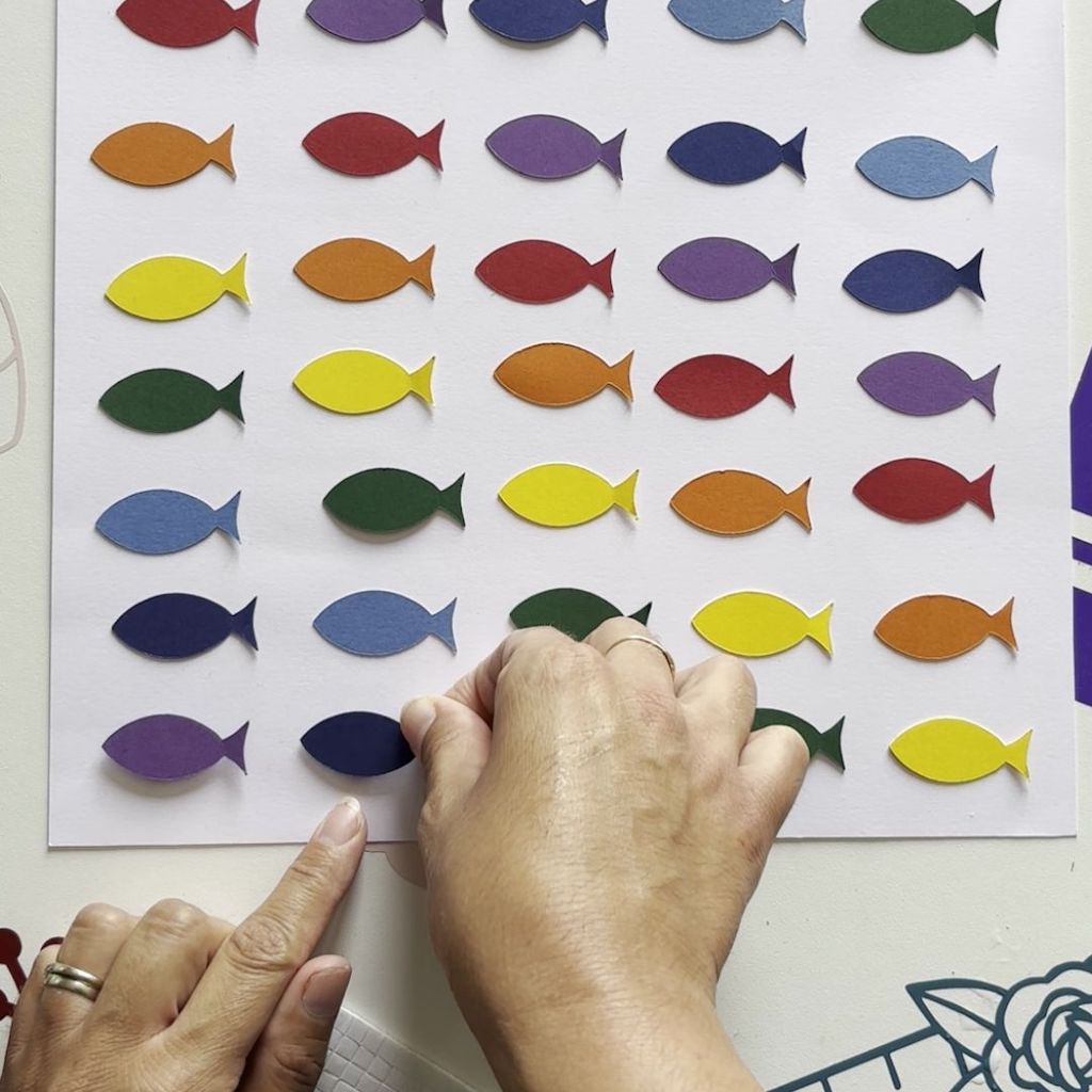 Etape 3 du tuto pour réaliser un poster de poissons multicolores