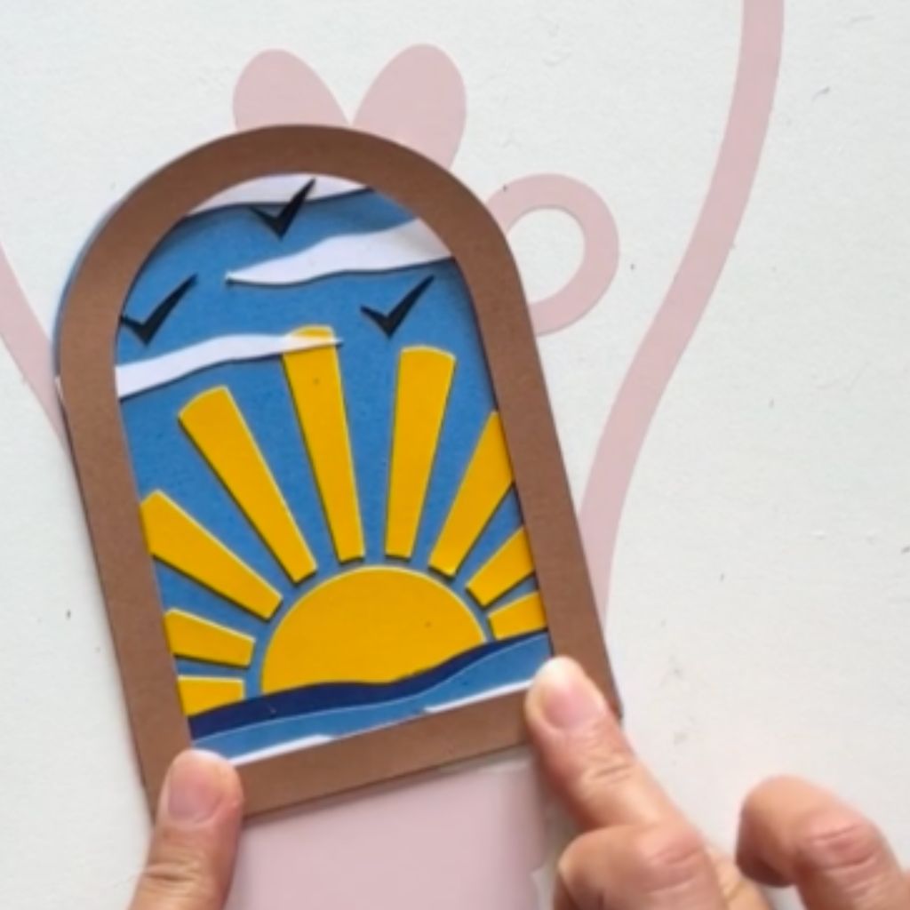 Etape 6 du tuto pour réaliser un sunset en papier dans son cadre