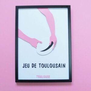 Affiche en papier découpé sur Toulouse et le rugby et son célèbre jeu de mains, jeu de toulousain