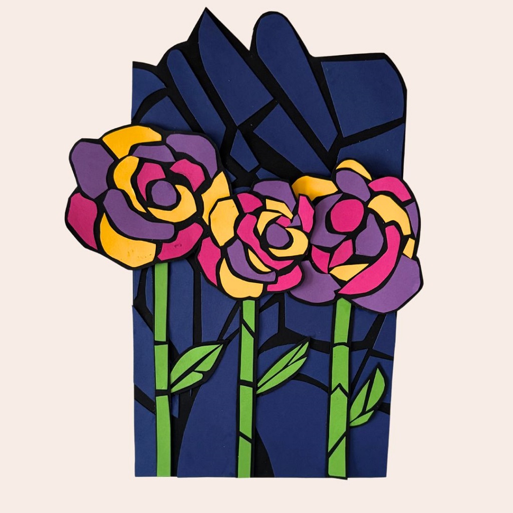 Mosaïque en papier DIY réalisée à partir de chutes de papier