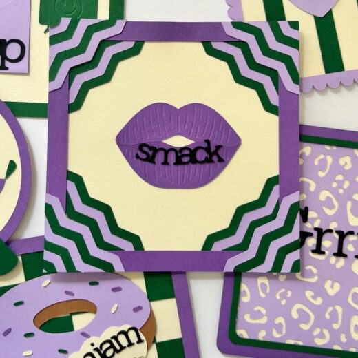 Mini-cadre à message avec l'onomatopée "Smack" symbolisée par des lèvres