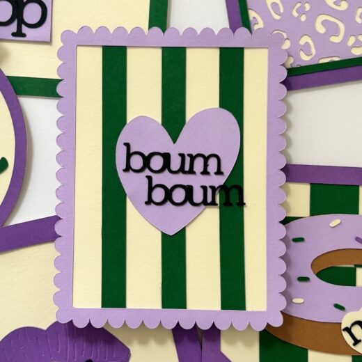 Mini-cadres décoratifs à message avec l'onomatopée "Boum boum" symbolisée par un coeur