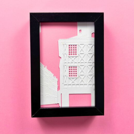 Kit créatif en papier découpé permettant de créer une vue de la rue saint-Rome