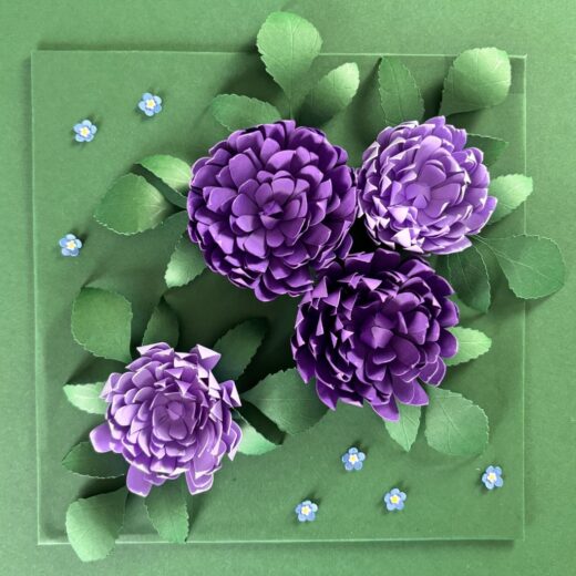 Kit paper art cadre fleuri composé de dahlias en 3D