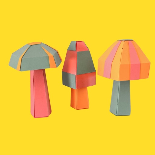 Champignons colorés en papier DIY